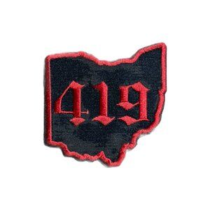 Ohio proud area code 419 patch in red and black colors